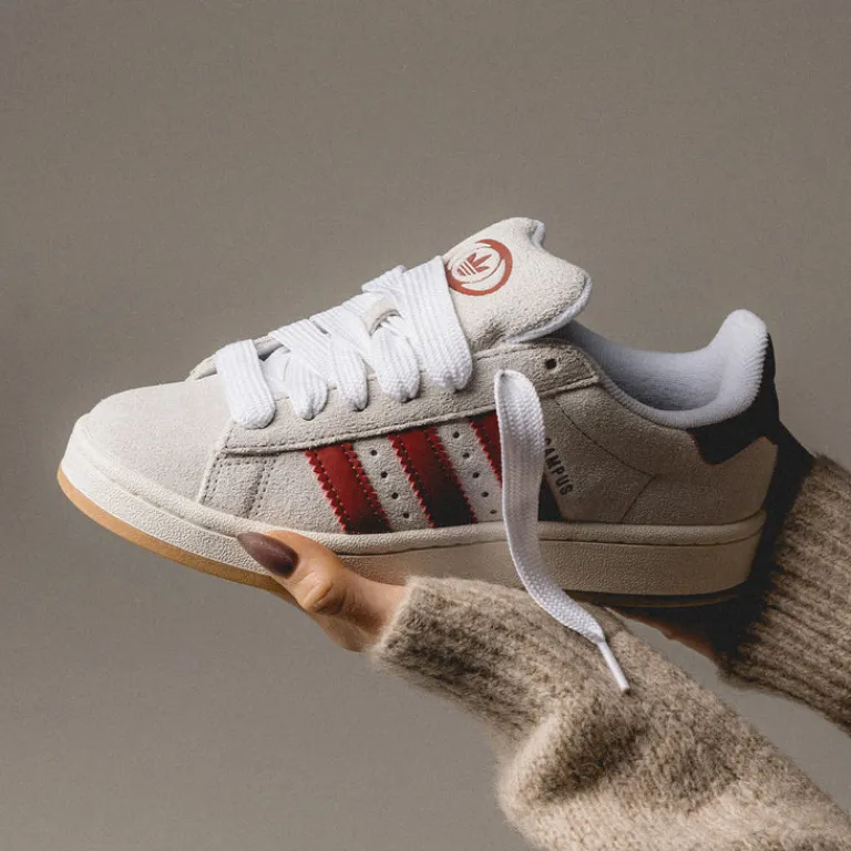Leder Sneaker|Chunky Sneaker*Adidas Campus 00s W Crystal White / Chalk White / Preloved Ruby