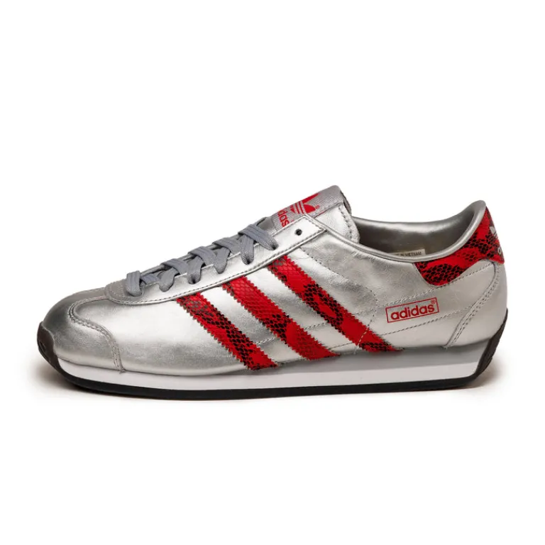 Leder Sneaker|Terrace Casual Sneaker*Adidas Country Japan Silver Metallic / Better Scarlet / Core Black
