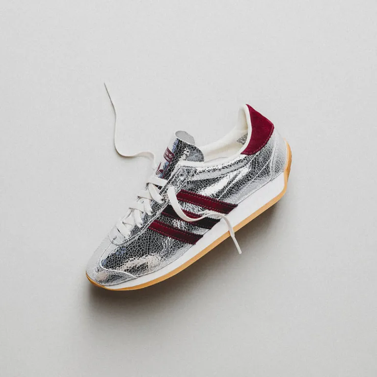 Leder Sneaker|Terrace Casual Sneaker*Adidas Country OG W Silver Metallic / Maroon / Off White
