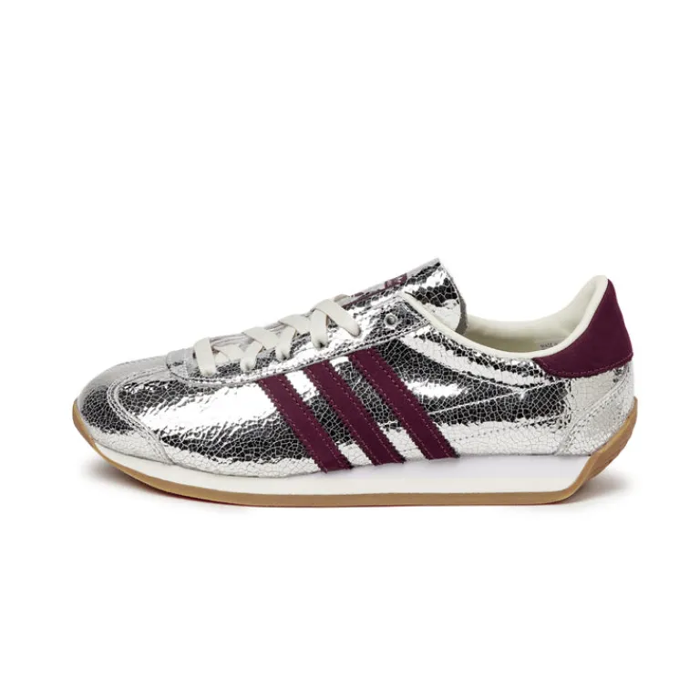 Leder Sneaker|Terrace Casual Sneaker*Adidas Country OG W Silver Metallic / Maroon / Off White