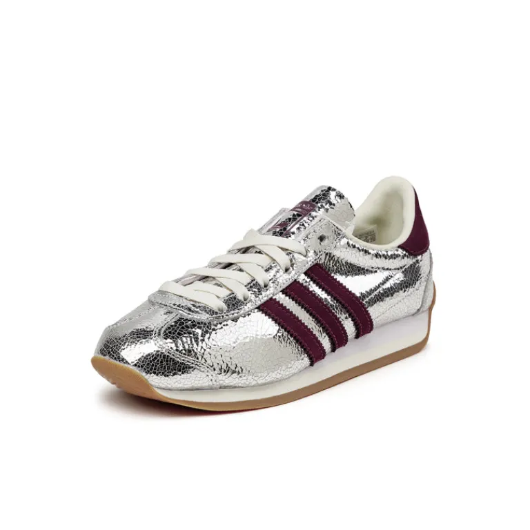 Leder Sneaker|Terrace Casual Sneaker*Adidas Country OG W Silver Metallic / Maroon / Off White
