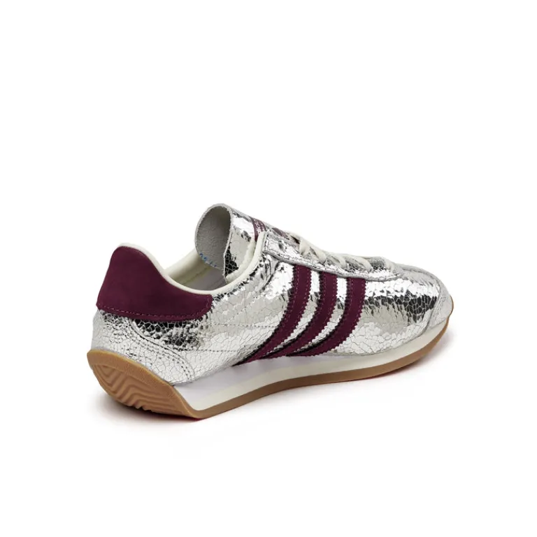 Leder Sneaker|Terrace Casual Sneaker*Adidas Country OG W Silver Metallic / Maroon / Off White