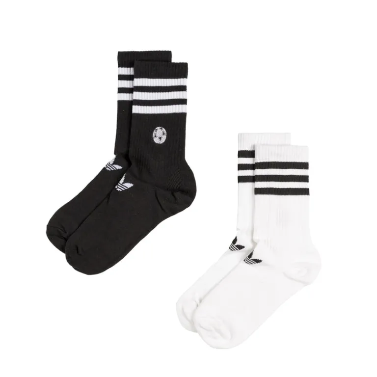 Socken*Adidas Embroidered Football Crew Socks 2 Pairs White / Black