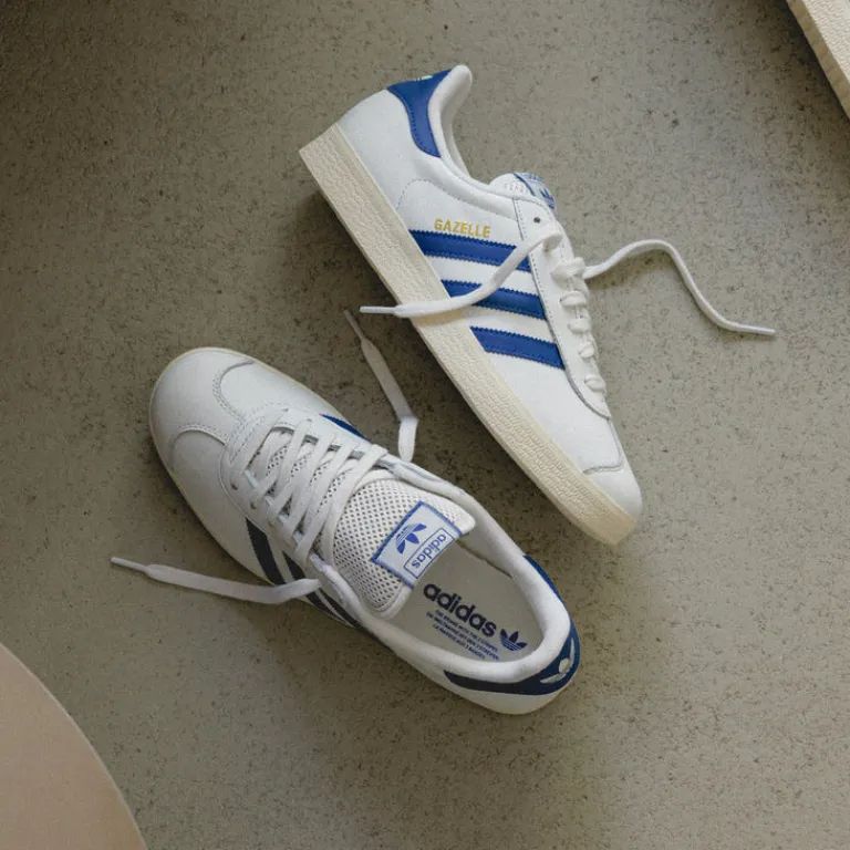 Leder Sneaker|Terrace Casual Sneaker*Adidas Gazelle Core White / Royal Blue / Cream White