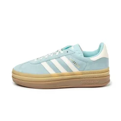 Plateau Sneaker|Leder Sneaker*Adidas Gazelle Bold W Clear Sky / Cream White / Gold Metallic