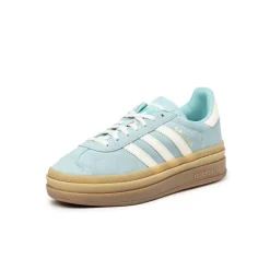 Plateau Sneaker|Leder Sneaker*Adidas Gazelle Bold W Clear Sky / Cream White / Gold Metallic