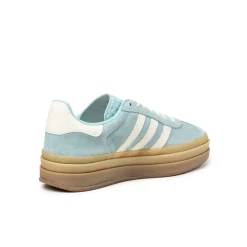 Plateau Sneaker|Leder Sneaker*Adidas Gazelle Bold W Clear Sky / Cream White / Gold Metallic