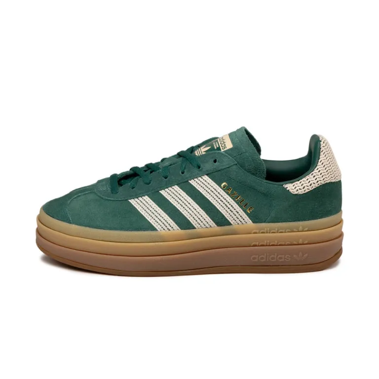Leder Sneaker|Plateau Sneaker*Adidas Gazelle Bold W Collegiate Green / Wonder White / Gold Metallic