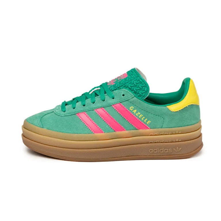 Leder Sneaker|Plateau Sneaker*Adidas Gazelle Bold W Court Green / Lucid Pink / Pure Sulfur