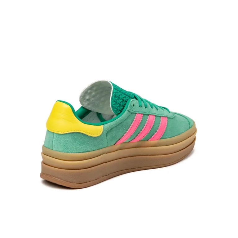 Leder Sneaker|Plateau Sneaker*Adidas Gazelle Bold W Court Green / Lucid Pink / Pure Sulfur