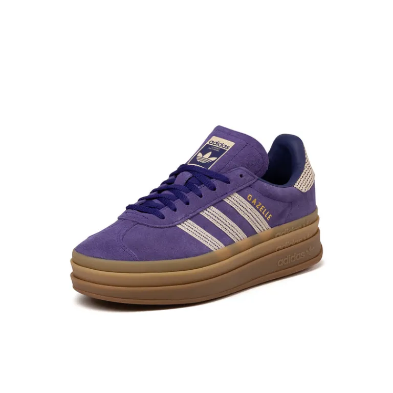 Leder Sneaker|Plateau Sneaker*Adidas Gazelle Bold W Collegiate Purple / Wonder White/ Gold Metallic