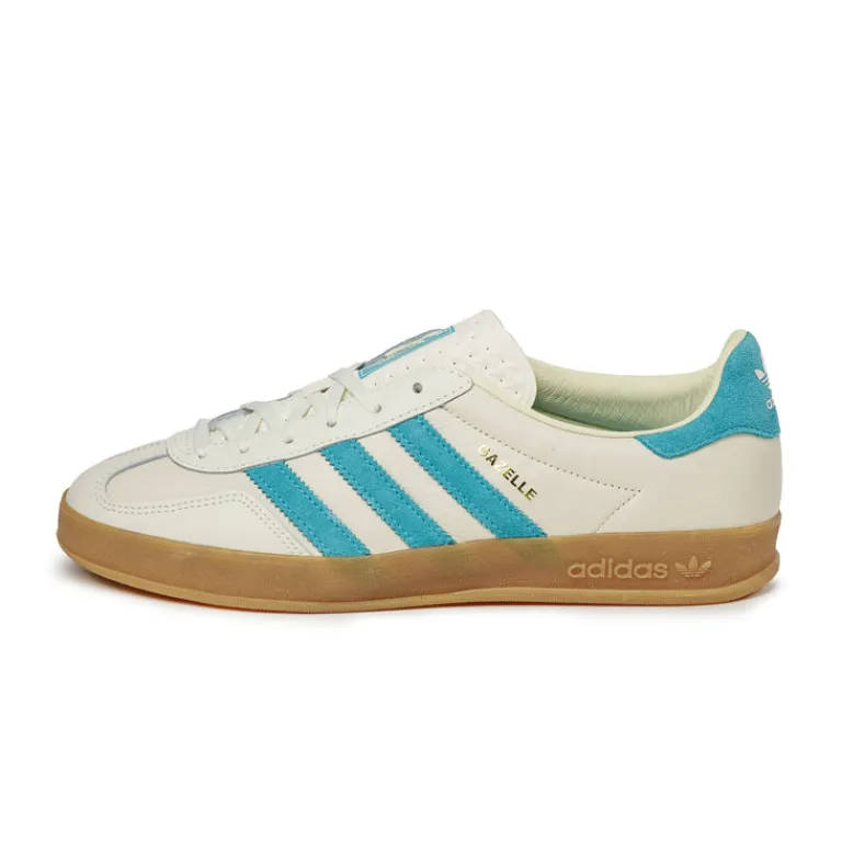 Leder Sneaker|Terrace Casual Sneaker*Adidas Gazelle Indoor *Amalfi Days* Chalk White / Hi-Res Aqua / Gum