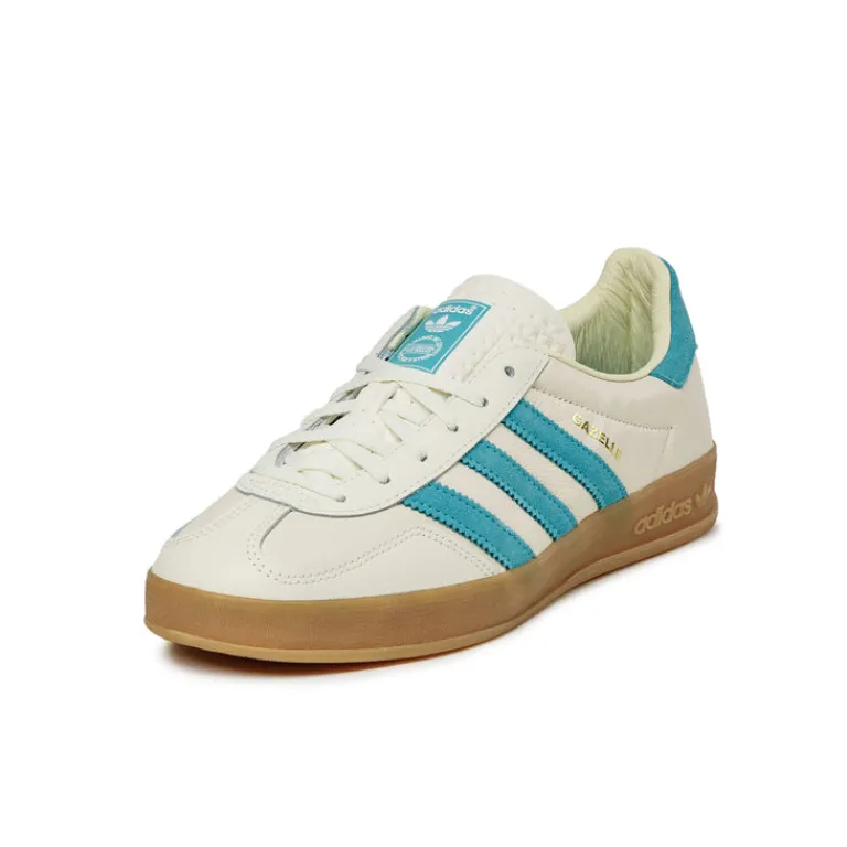 Leder Sneaker|Terrace Casual Sneaker*Adidas Gazelle Indoor *Amalfi Days* Chalk White / Hi-Res Aqua / Gum