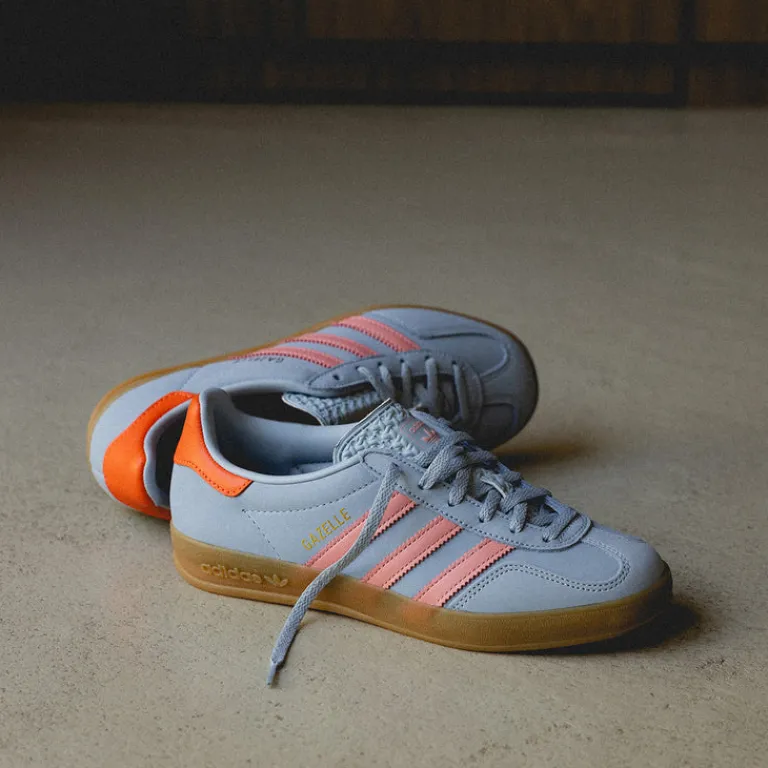 Leder Sneaker|Terrace Casual Sneaker*Adidas Gazelle Indoor W Wonder Blue / Solar Orange / Gum 3