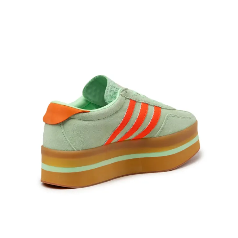 Plateau Sneaker|Leder Sneaker*Adidas Gazelle Stack W Semi Green Spark / Solar Orange / Gum