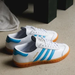 Leder Sneaker|Weiße Sneaker*Adidas Hamburg W Footwear White / Sky Rus / Gum 2