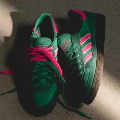 Leder Sneaker|Terrace Casual Sneaker*Adidas Handball Spezial WM Court Green / Lucid Pink / Off White