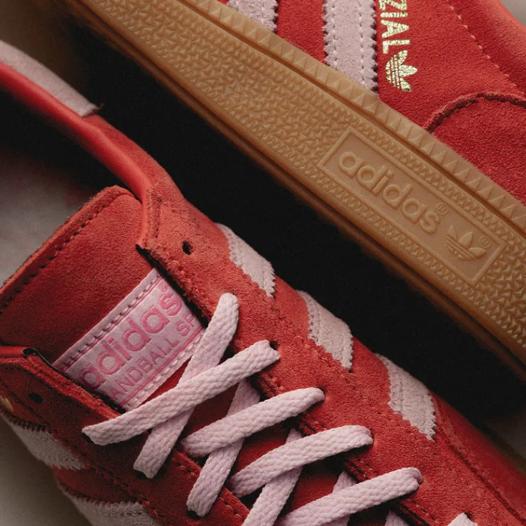 Leder Sneaker|Terrace Casual Sneaker*Adidas Handball Spezial W Bright Red / Clear Pink / Gum