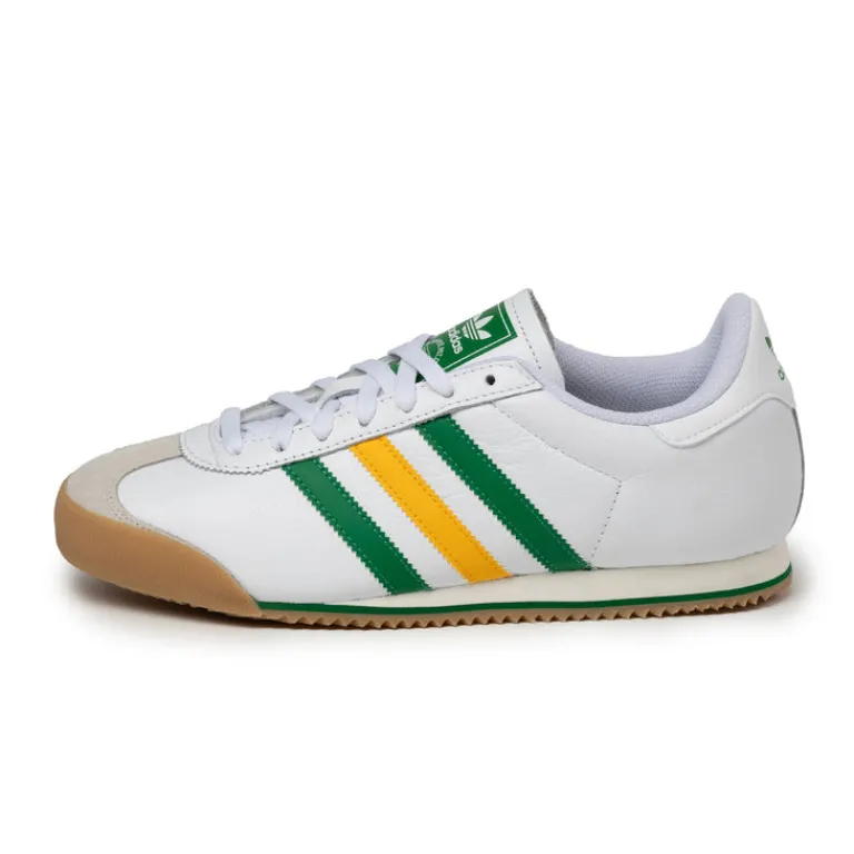 Leder Sneaker|Weiße Sneaker*Adidas K 74 Footwear White / Crew Yellow / Green