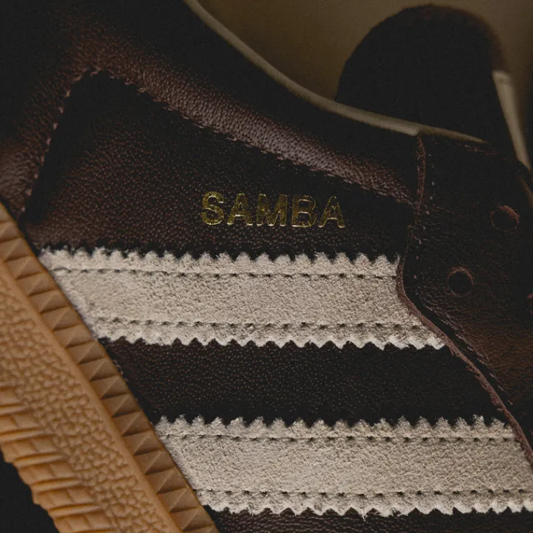 Leder Sneaker*Adidas Samba OG Brown / Putty Grey / Gold Metallic