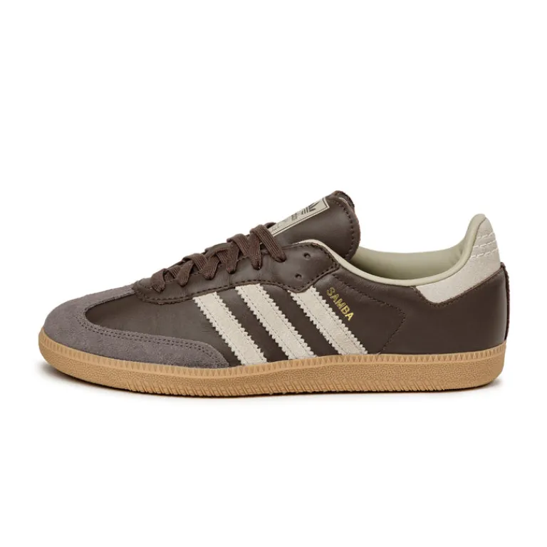 Leder Sneaker*Adidas Samba OG Brown / Putty Grey / Gold Metallic