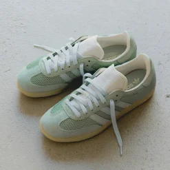 Leder Sneaker|Terrace Casual Sneaker*Adidas Samba OG Hazy Green / Sky Tint / Off White