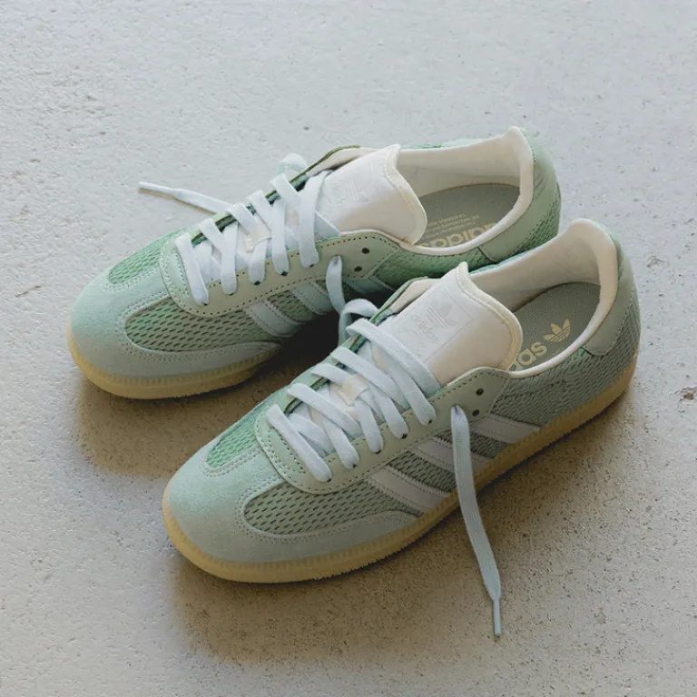 Leder Sneaker|Terrace Casual Sneaker*Adidas Samba OG Hazy Green / Sky Tint / Off White