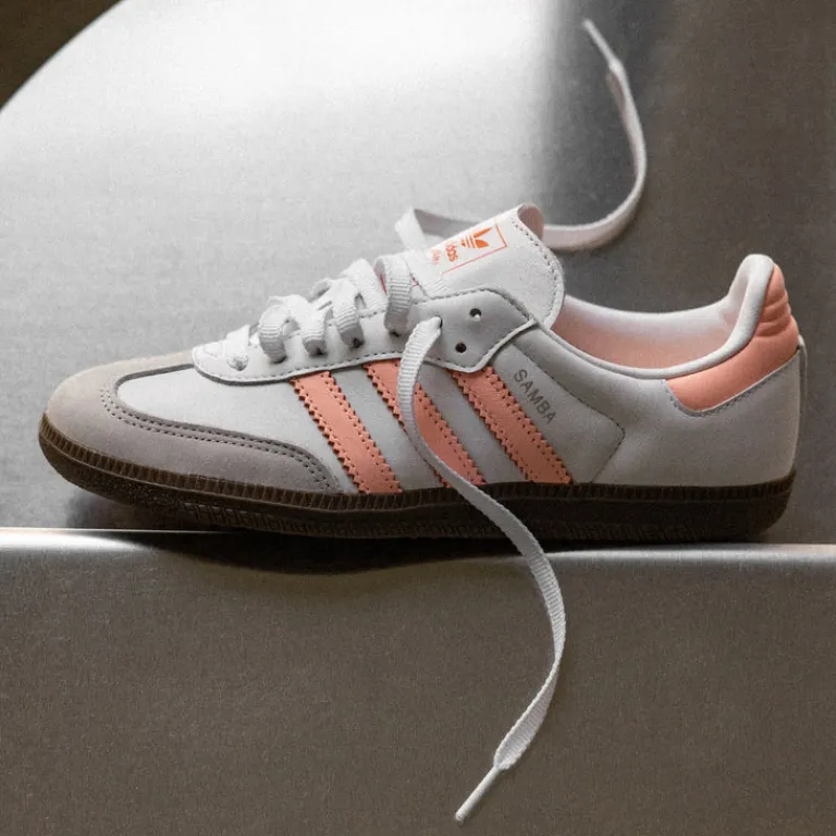 Leder Sneaker|Terrace Casual Sneaker*Adidas Samba OG W Cloud White / Clear Orange / Semi Coral