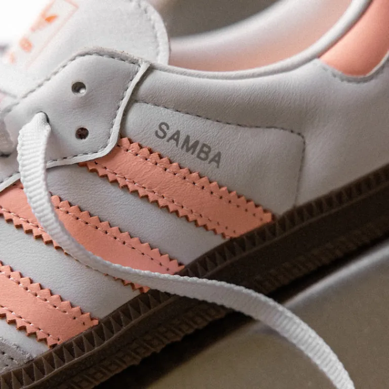 Leder Sneaker|Terrace Casual Sneaker*Adidas Samba OG W Cloud White / Clear Orange / Semi Coral