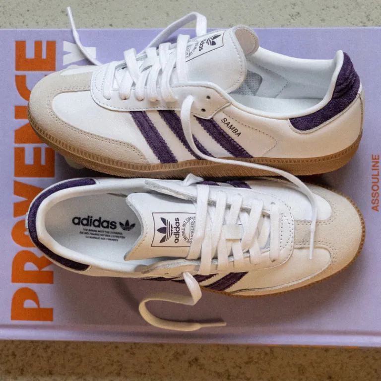Leder Sneaker|Terrace Casual Sneaker*Adidas Samba OG W Cloud White / Aluminum / Aurora Plum