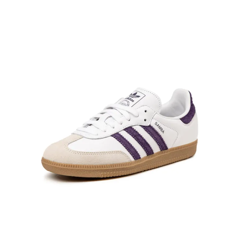 Leder Sneaker|Terrace Casual Sneaker*Adidas Samba OG W Cloud White / Aluminum / Aurora Plum