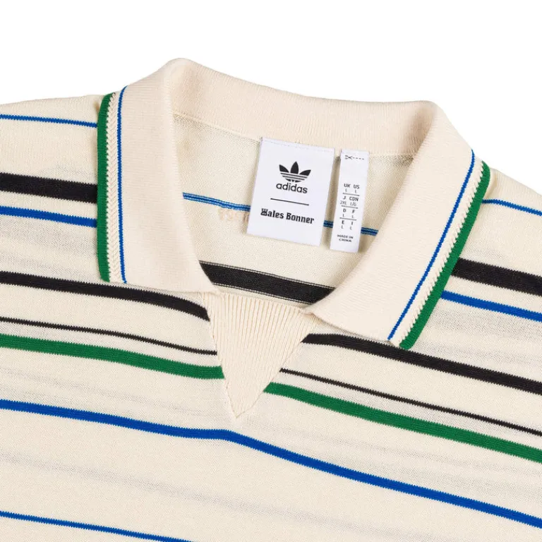 T-Shirts*Adidas x Wales Bonner Knit Polo Wonder White / Night Indigo / Bluebird / Green