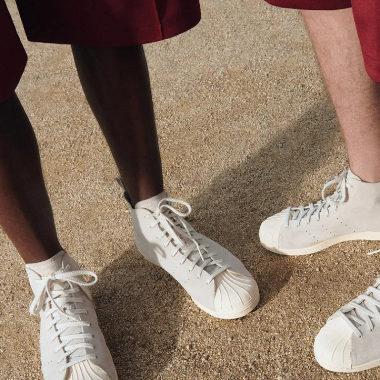 High-Top Sneaker|Leder Sneaker*Adidas x Wales Bonner Superstar Hi Mist Stone / Wonder White / Gold Metallic