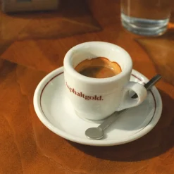 Geschirr*Asphaltgold Espresso Cup White / Brown