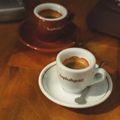Geschirr*Asphaltgold Espresso Cup White / Brown