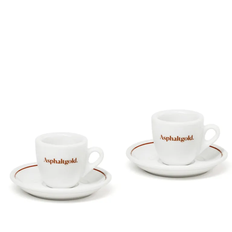Geschirr*Asphaltgold Espresso Set White / Brown
