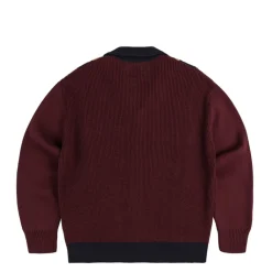 Knitwear*Asphaltgold Third Place Knit Cardigan Burgundy / Navy / Almond