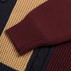 Knitwear*Asphaltgold Third Place Knit Cardigan Burgundy / Navy / Almond