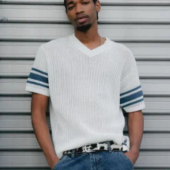 Knitwear|T-Shirts*Asphaltgold Together Forever - Knit T-Shirt Off-White / Navys