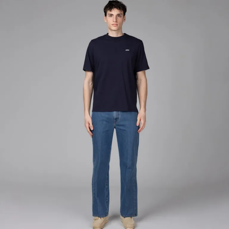 T-Shirts*Autry Embroidered Mini Logo T-Shirt Blue