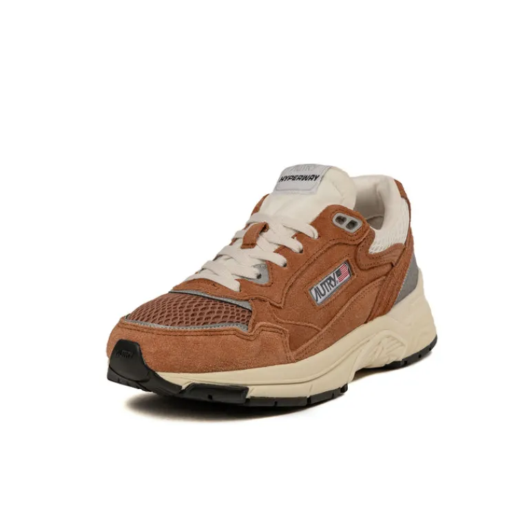 Leder Sneaker|Retro Runner*Autry Hyperway W *Suede / Mesh* Marron / Silver
