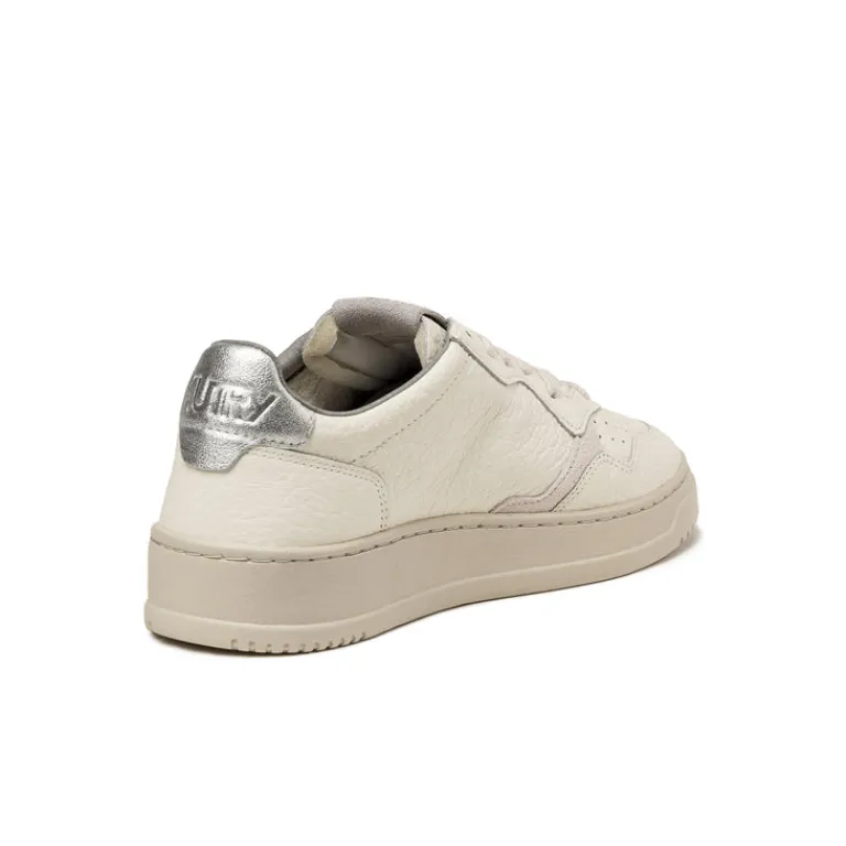 Leder Sneaker*Autry Medalist *Elephant Texture / Suede* Silver / White