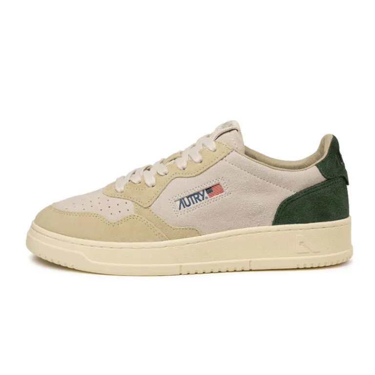 Leder Sneaker*Autry Medalist *Suede* Bottle Green / Papyrus