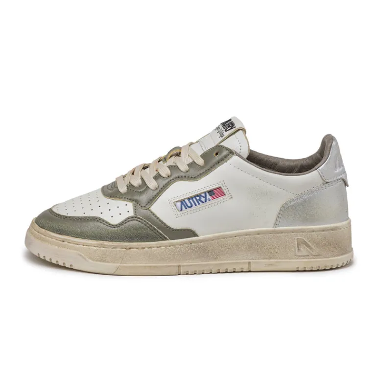 Leder Sneaker*Autry Medalist *Super Vintage* White / Green / Silver