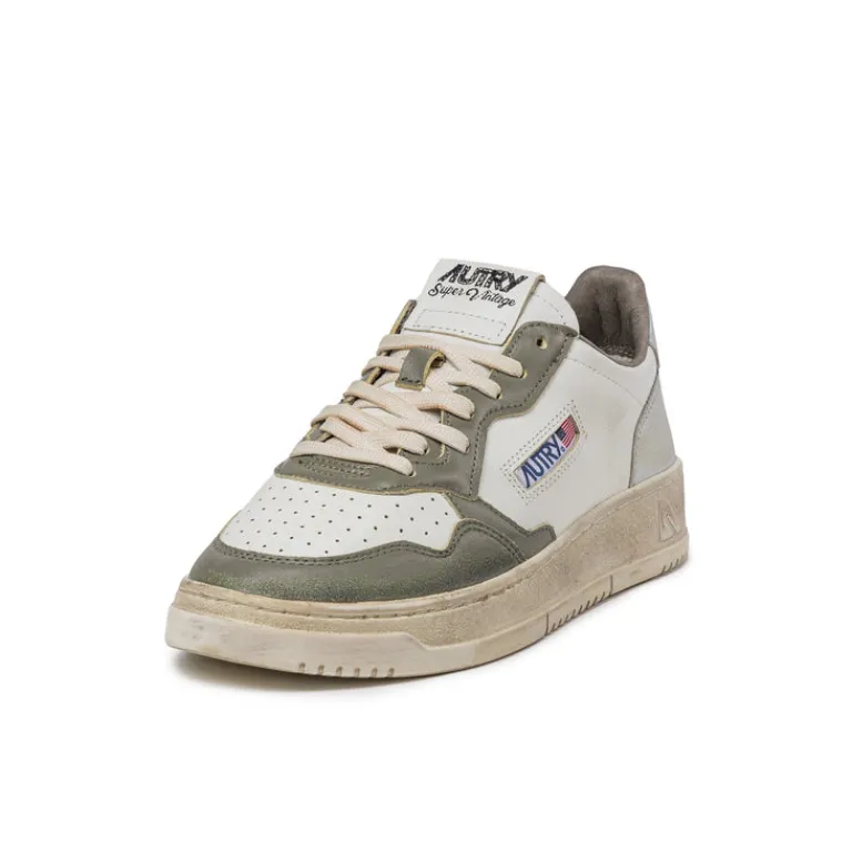 Leder Sneaker*Autry Medalist *Super Vintage* White / Green / Silver