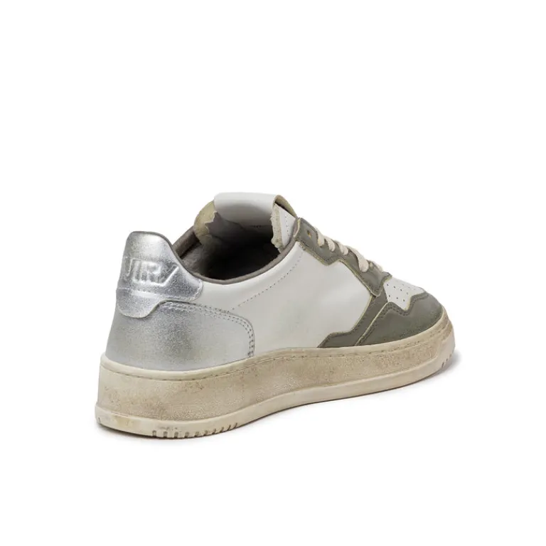 Leder Sneaker*Autry Medalist *Super Vintage* White / Green / Silver