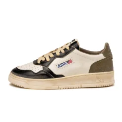 Leder Sneaker|Weiße Sneaker*Autry Medalist *Super Vintage* White / Covert Green / Black
