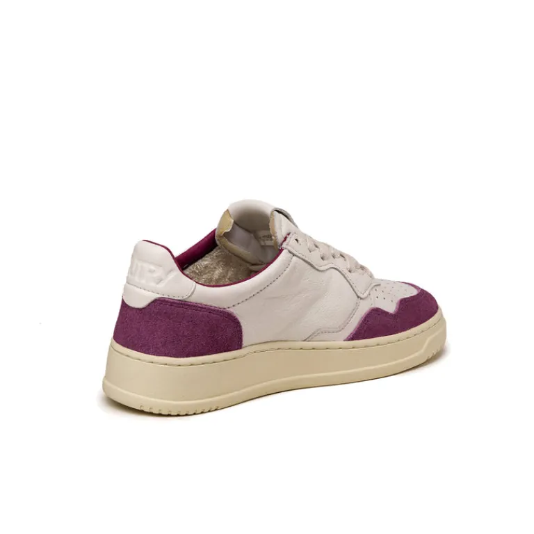 Leder Sneaker|Weiße Sneaker*Autry Medalist W *Goat / Suede* White / Scarlett