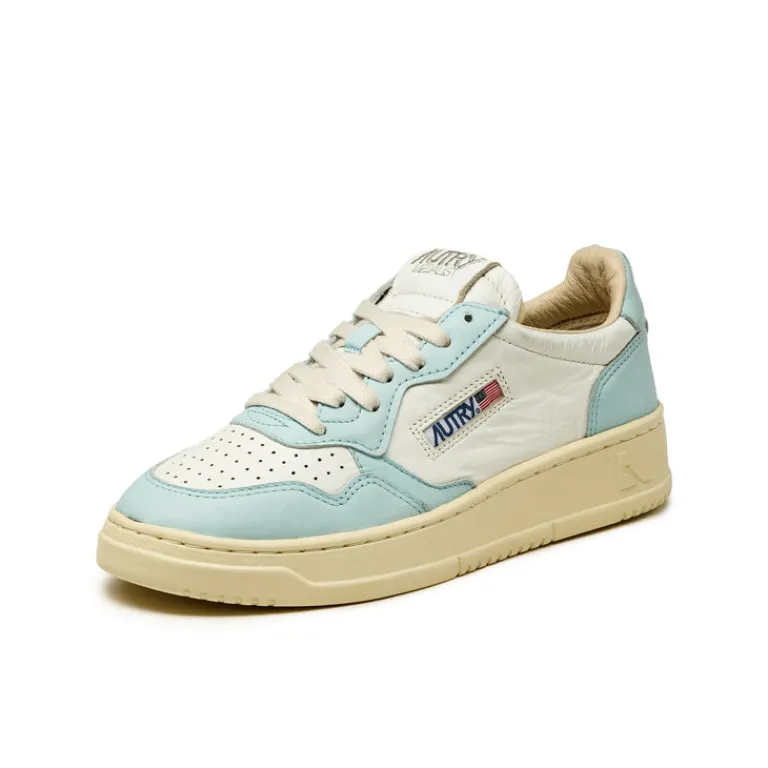 Leder Sneaker|Weiße Sneaker*Autry Medalist W *Goat / Wash* White / Stream Blue