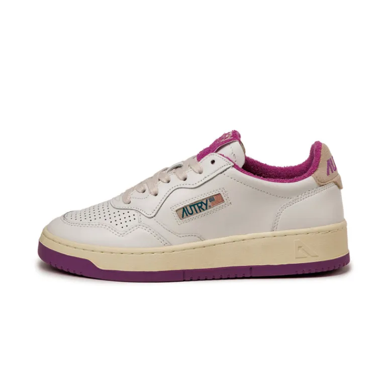 Leder Sneaker|Weiße Sneaker*Autry Medalist W *Virgin / Sponge* White / Hyacinth Violet